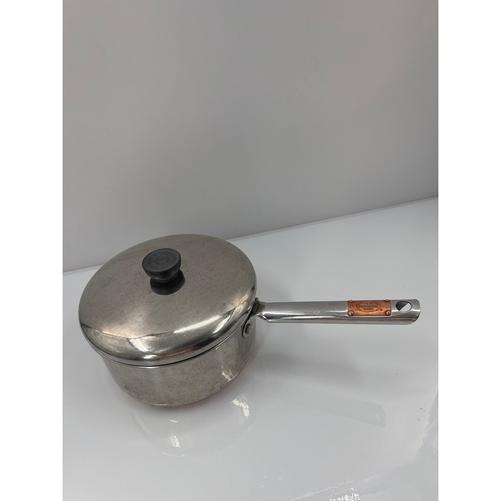 Revere Ware 3 Qt Saucepan with Lid Copper Bottom Stainless Steel Pot 1801
